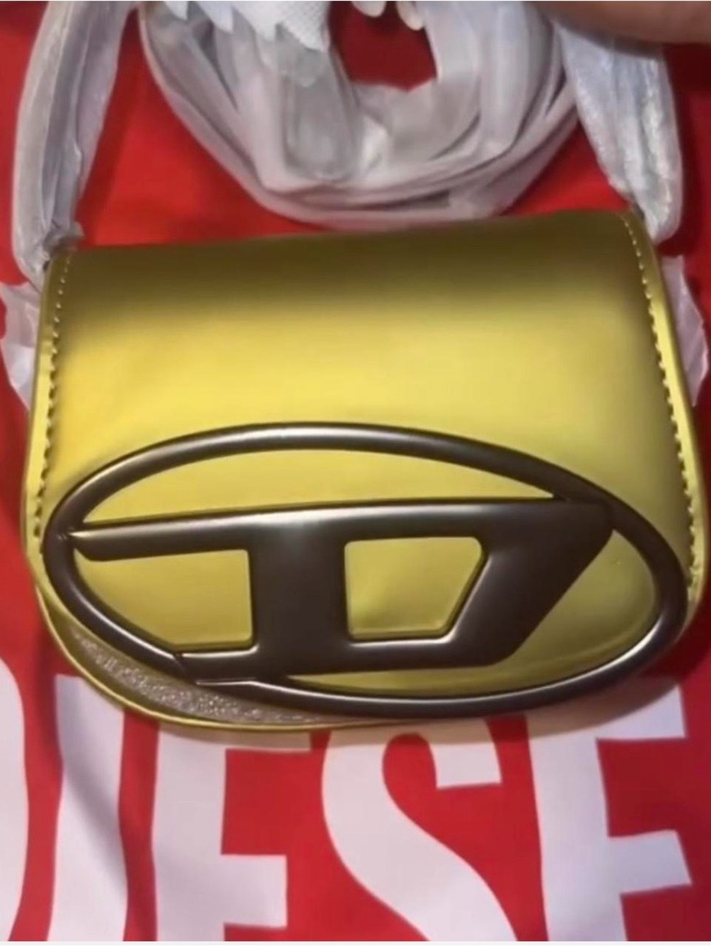 Diesel Mini Crossbody in Chartreuse with Matte Black Logo